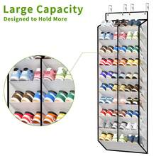 20-30 Pairs Door Hanging Shoe Rack, Mesh Hanging Shoe Storage With 20 Deep Pockets, 10-Tier White Door Shoe Rack, Suitable For Sneakers, Boots, With 4 Adjustable Hooks - Multicolor - View 7