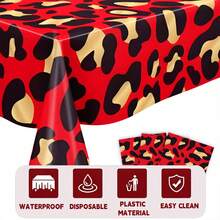 1/3Pcs Leopard Print Thin Disposable Plastic Tablecloth, Party Decoration, For One‑Time Use Only - Multicolor - View 5