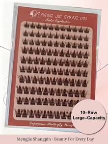 MENGJIESHANGPIN 110pcs Glue-Free Brown False Eyelashes Natural Curly Voluminous Messy Long-Lasting 10-16mm Eyelash Extensions YY12 - View 4