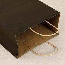 10/25/40pc Black Gift Bags With Sturdy Handles, Reusable Small To Medium Paper Shopping Bags, Suitable For Retail, Birthday Parties, Halloween, Christmas, Handmade Crafts And Gift Wrapping - View 8