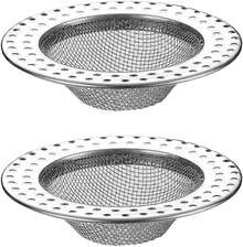 2 atrapa-cabellos para desagües de ducha, cesta de drenaje para ducha, malla de acero inoxidable, adecuada para orificios de 3 pulgadas. Filtro anti-cabellos de malla de acero inoxidable, fácil de limpiar, reutilizable y anti-obstrucción, adecuado para lavabos, desagües y bañeras de baño. - Poco profundo-2 piezas - Ver 1