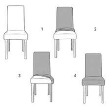 8pcs Stretch Dining Chair Covers, Elastic Polyester Spandex Slipcovers, Removable Machine Washable Chair Protectors, Universal Fit For Home, Kitchen, Party & Restaurant - Light Grey - View 2