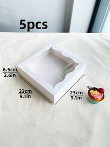 5pcs/10pcs 9.1*9.1*2.6 Inch Cake Gift Boxes With Transparent Window, Foldable Empty Paper Packaging Boxes, White And Kraft Paper Material Gift Boxes, Suitable For Party Favors, Wedding Birthday DIY Gift Packaging, Can Be Used For Halloween Candy And Cake Packaging - Multicolor - View 10