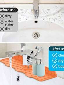 Thickened Silicone Faucet Drip Pad, Kitchen Sink Mat; Faucet Splash Guard; - Multicolor - View 10