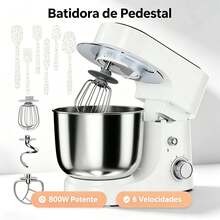 KOKILA Batidora de Pedestal Multifuncional 800W, 6 Velocidades Ajustables, Bol de Acero Inoxidable 304 de 4L, Batidora con Cabezal Inclinable, Accesorios Completos, Antideslizante, Ideal para Amasar, Batir, Repostería, Pan, Galletas, Pasteles y Cocina Casera - Tipo de Enchufe A USA (110-127V) - Ver 1