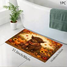 Autumn Highland Cow Print Scarf Pattern Absorbent Mat/Drying Mat/Coaster For Coffee Machine And Tableware - Absorbent Polyester Desktop Protector With Rubber Non-Slip Backing, For Kitchen Countertop Decoration - Home Bar And Dining Table Placemat - Multicolor - View 5