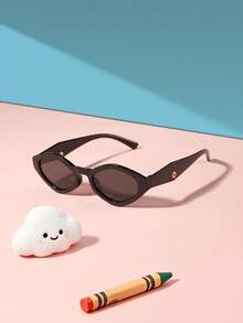 1pc Kids 9-14 Years Old Pure Black Cat Eye PC Fashion Glasses, Retro Decorative Style, Suitable For Holiday Casual Summer Occasions, With Glasses Case - Multicolor - View 5