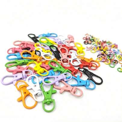 110/330/660pcs Mixed Color Iron Split Rings And Zinc Alloy Rotating Lobster Clasp Hooks, Colorful DIY Handmade Accessories, Suitable For Handicrafts And Keychain Making Projects