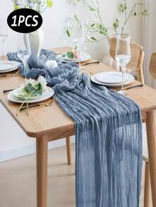 12pcs 16.9x118 Inch Tablecloth, 10ft Bohemian Romantic Long Tulle Tablecloth, Suitable For Wedding Party And Bride, Christmas Table Decor - Dusty Blue - View 15