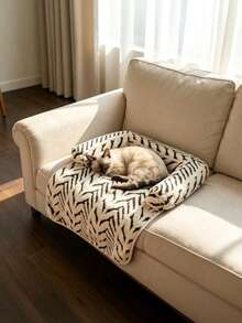 PETSIN 1pc Pet Sofa Bed, Plush Dog & Cat Sofa Bed With Cushion, Non-Slip Furniture Protector, Suitable For Indoor Cats And Small Dogs - Multicolor - View 1