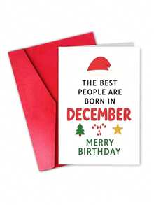 1pc December Birthday Christmas Card With Envelope - "Born In December" Holiday Greeting, Suitable For Friends And Family, Blank Inside - View 8