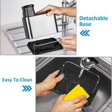Multi-Functional Kitchen Sink Organizer With Soap Dispenser Pump, Stainless Steel Sink Countertop Storage Rack, Can Hold Sponges, Cleaning Brushes, Steel Wool And Dishwashing Accessories, Draining Base Design To Avoid Water Accumulation, Space-Saving Kitchen Sink Storage Bracket - Multicolor - View 10