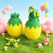 Cute 3D Printed Pineapple Dragon + Dragon Egg Model Set Plastic Toy Ornament Desktop Decoration Sculpture Holiday Gift - Multicolor - View 3