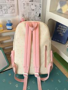 Contrast Color Star Print Backpack, Lightweight Nylon Material, Multiple Pockets Storage, Zipper Closure, Versatile For Travel And Commuting - Multicolor - View 6