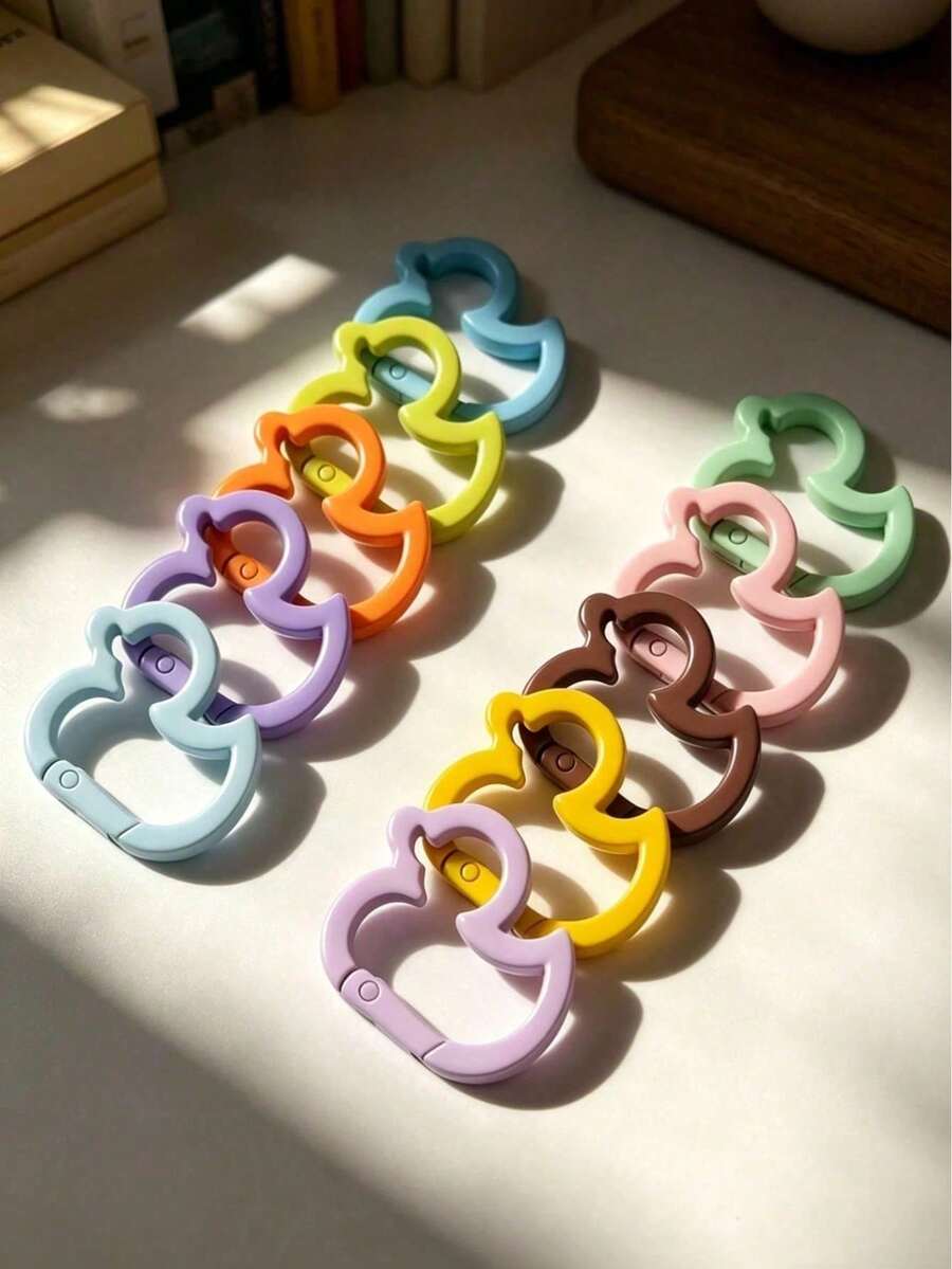 10/20/50pcs Colorful Duck Shaped Keychains, Random Color Distribution, Suitable For Crafts, Key Rings And Keychain Decoration, Can Be Used For DIY Keychain Making, Keychain Accessories