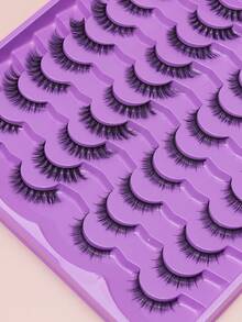 20 Pairs Bulk Pack Strip False Eyelashes, Mixed 2‑Style Natural Looks Assorted Fake Lashes Set, Soft Lightweight Hand‑Crafted Lashes, Reusable Comfort Eye Makeup Lashes For Daily Dating Party Cosmetic Use - Black - View 6