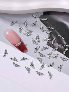 1盒銀色蝙蝠金屬美甲飾品，3D合金蝙蝠美甲裝飾，哥德龐克萬聖節美甲飾品，萬聖節復古蝙蝠造型金屬美甲鉚釘，DIY美甲配件，適用於壓克力指甲與穿戴甲，節日美甲裝飾用品 - 銀色 - 查看 3