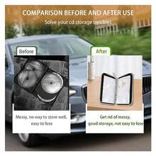 Augeny - Soporte para caja de CD para coche, 80 capacidades, soporte de almacenamiento de discos de CD, portafolios de almacenamiento de DVD, portátil con cierre, organizador para el hogar, coche, oficina, viajes negro - Multicolor - Ver 6