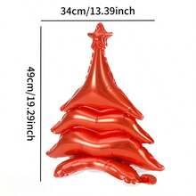 kumozawa 6pcs Red & Green Shiny Transparent Christmas Tree Foil Balloon Set, Tree-Shaped Balloon Combination, Christmas Party Window Display Scene Setting, Christmas Tree-Shaped Decorative Balloons, Decorative Balloons, Party Supplies - Multicolor - View 6