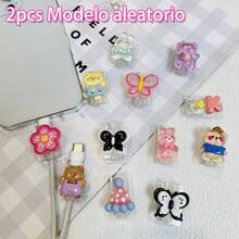 2pcs/4pcs/8pcs Random Style Cartoon 3D Figure Data Cable Protector, Compatible With Apple 18W-20W PD Fast Charging, Anti-Breakage Anti-Wear Highly Attractive, Suitable For Daily Home And Outdoor Charging Use, Colorful 3D Cartoon Data Cable Connector Protector, Cute Small Gift - Multicolor - View 13