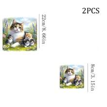 1/2/3pcs Mother Cat And Kittens Spring Meadow Floral Heat Transfer Iron-On Patch, Pastoral Cat And Flower Iron-On Sticker, DIY Decoration For T-Shirt, Hoodie, Pillow, Tote Bag - Multicolor - View 3
