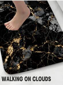 3/5pcs Black & Gold Marble Pattern Modern Luxury Bathroom Rug Set, Soft Absorbent Non-Slip Wear-Resistant Bathroom Accessories, Flannel + Sponge + Polyester Fabric Quick-Dry Carpet, Machine Washable Easy To Clean, Includes Toilet Lid Cover, U-Shaped Toilet Mat And 3 Rectangular Non-Slip Rugs, Lightweight Quick-Dry Bathroom Rug Set, Suitable For Bathroom, Toilet, Laundry Room And Housewarming Gift, Halloween Gift, Autumn Gift - Black - View 8