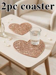 12pcs, Gold Heart Hollow Drink Coasters, Washable Table Accessories, Non-Slip Table Mats, Breathable And Heat Dissipating, Lightweight And Easy To Store, Suitable For Restaurants, Cafes, Homestays, Compatible With Afternoon Tea, Festivals, Parties, Gatherings, Birthdays, Weddings, Dinners. - Multicolor - View 17