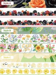DANKUN 1 Roll Wide Botanical Floral PET Sticker Roll, Holographic 1200dpi High Definition Transparent PET And Washi Tape, Suitable For Planner, Scrapbook, Junk Journal, Planner DIY Handmade Decoration Supplies - Scrapbook Stickers - View 11