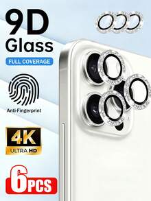 XINHONGYU 6片相機鏡頭保護膜，相容於 Phone Ultra/Phone 18 Pro Max/Phone 18 Pro/Phone 17 Pro Max、17 Air、17 Pro、16 Pro Max、16、15、15 Plus、14、13、12、11 Mini Plus Pro Max，亮面單層金屬亮粉，9H 硬度防刮螢幕保護膜，時尚配件，貼心保護殼（銀色亮粉） - 6件 - 查看 1