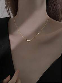 1 buah Kalung Senyum Berlapis untuk Wanita, Desain Minimalis Unik dan Personal, Rantai Tulang Selangka, Perhiasan Modis, Serbaguna, dan Elegan - Emas - View 1