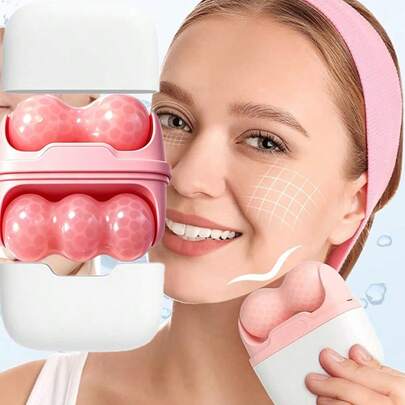 Portable Ice Cooling Facial Massager With Dual Ice Roller Heads For Skin Firming And Rejuvenation