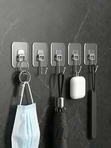 Drill-Free Adhesive Wall Hooks, Strong Waterproof Sticky Hooks, Home Kitchen Bathroom Storage Hanging Hooks - White - View 5