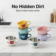 304 Stainless Steel Mugs, Double Wall Insulated Coffee Cup, Metal Coffee Cup With Handle, Cartoon Bear Pattern Portable Tea Cup, Drop-Resistant Metal Mug, Dishwasher Washable Water Cup For Student School - Multicolor - View 3