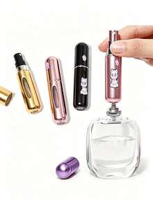 5ml Bottom-Fill Perfume Refillable Spray Bottle, Self-Pump Aluminum Press-Type Perfume Bottle, Refillable Perfume Spray Bottle, Single Pack, Shiny Pink Perfume Bottle With Pump Storage Container, Suitable For Travel, Living Room, Bedroom, Bathroom Home Decor, Essential For Travel - Multicolor - View 12