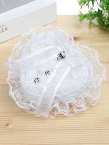 1 buah Kotak Cincin Pernikahan Mini untuk Gadis Bunga, Tempat Cincin Genggam Berbentuk Hati, Kotak Cincin Cinta Bertatahkan Berlian Imitasi, Kotak Cincin Lamaran, Pengakuan Cinta, Tempat Cincin Pertunangan, Kotak Cincin dengan Hiasan Bunga dan Pita, Kotak Perhiasan - Putih - View 10
