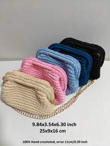Woven Fashion Shoulder Bag, Crochet Handbag,Straw Bag - Multicolor - View 3