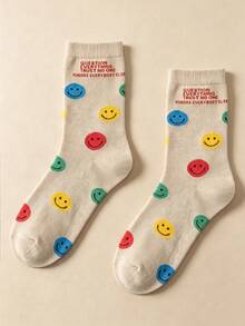 1/6 Pasang Kaos Kaki Pria Motif Wajah Tersenyum, Nyaman, Kasual, Menyerap Keringat, Pola Retro yang Menyenangkan, Hadiah Halloween dan Natal untuk Wanita, Lembut dan Bernapas - MultiWarna - View 10