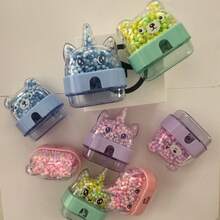 1pc Cute Bear Unicorn Shaped Pencil Sharpener (Random Color) Plastic Material Dual-Hole Design With Flip Cover - Easy To Use, Durable And Sharp, Ideal Choice For Students And Professionals, Essential Drawing And Office Tool - Suitable For School And Office Stationery | High-Quality Gift And Prize. - Multiple Colors and Random Styles - View 2