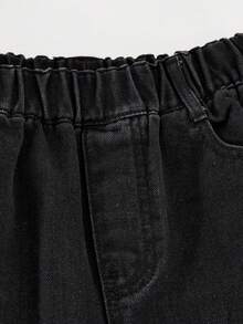 Boys' Casual Loose Straight Washed Denim Jeans - Black - View 5