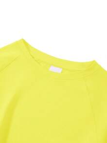 Halloween Girls Cotton Raglan Long Sleeve Tee, Witch Pumpkin Black Cat Print, Cute Sweet Preppy Style - Bright Yellow - View 6