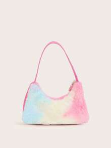 1pc Fluffy Autumn/Winter Versatile Niche Design Handheld Shoulder Bag, Fashionable Underarm Bag - Plush - View 3