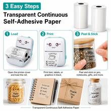 Transparent Self-Adhesive Thermal Paper Roll - 57mm X 2.5m, Compatible With Most Mini Printers | Create Receipts And Labels Without Batteries, Office Supplies, Clear Printing, Self-Adhesive Backing, Smooth Surface, Printers, Retail Stores - View 8