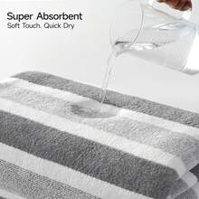 1/4pcs Striped Bath Towel Set, Beach Towel Bath Towel, Absorbent And Quick-Drying Shower Towel, Super Soft And Skin-Friendly Bathing Towel, For Home Bathroom, Ideal Bathroom Supplies Family Essentials Home Decor And Accessories Bathroom Accesssories - Grass Green X 4pcs - View 10