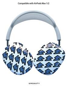 GIIPPA Glossy Hard Ear Cup Protective Cover, Blue Lightning Pattern, Unisex Anti-Scratch Shell, Compatible With AirPods Max 1/2 Oval Over-Ear Headphones, Suitable For Daily Commute, Campus, Cafe, Travel, Picnic And Other Scenarios, Matching Accessories - Navy Blue - View 1