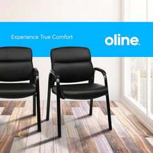 Leather Guest Chair With Padded Arms, Reception Meeting Conference Waiting Room Lobby Home Desk Big And Tall Executive Office Chair, Black 1 Pack - Black - View 8