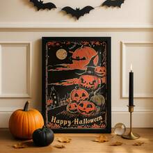 1pc Frameless Vintage Halloween Pumpkin Gothic Wall Art Spooky Decor Dorm Bedroom Apartment Back To School Funky Posters Dorm Essentials - Halloween Pumpkin - View 3