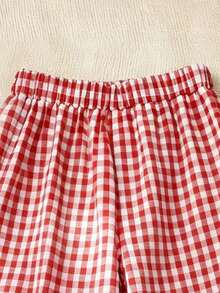 Young Girls' Casual Comfortable Loose Plaid Pants, Ruffle Design, Casual And Cute, Suitable For Picnics, Street Style, And Back-To-School Outfits - Multicolor - View 4