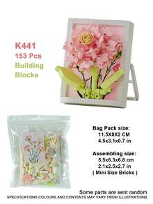 Floral Shadow Particle Building Block Set 100-300 Pieces, Exquisite Gift, Desktop Decoration, Bright Colors, Suitable For Home Decor/Office Decor/Store Display/Art Collection/Gift Exchange, Party Gift - Multicolor - View 12