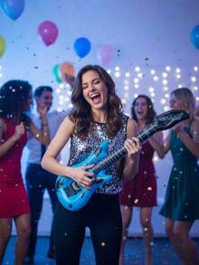 1/4 buah Perlengkapan Pesta Rock Tiup, Set Alat Musik Tiup (Gitar, Saksofon, Keyboard, Mikrofon), Perlengkapan Tiup Besar Era 80-an dan 90-an, Cocok untuk Dekorasi Pesta Era 80-an dan 90-an, Tema Hip Hop, Perlengkapan Pesta Ulang Tahun, Pesta Rock - Beraneka warna - View 4