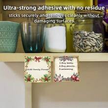 1/4pcs Vintage Christmas Border Sticky Notes Set, Self-Adhesive Strong No-Residue Memo Stickers, Aesthetic Holiday Holly & Pine Cone Pattern Stationery, Suitable For Junk Journal, Scrapbooking, Holiday Note-Taking And DIY Crafts Decoration - Square - View 5